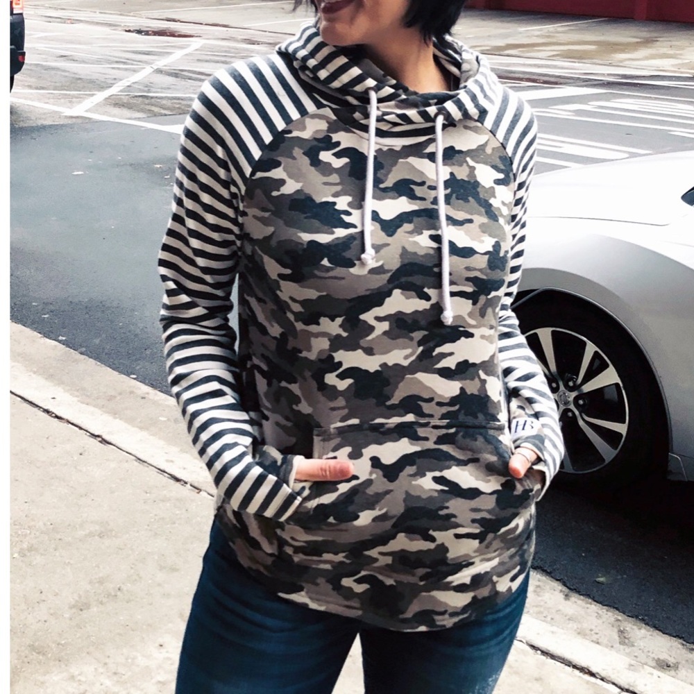 NWT Camo and stripes hoodie